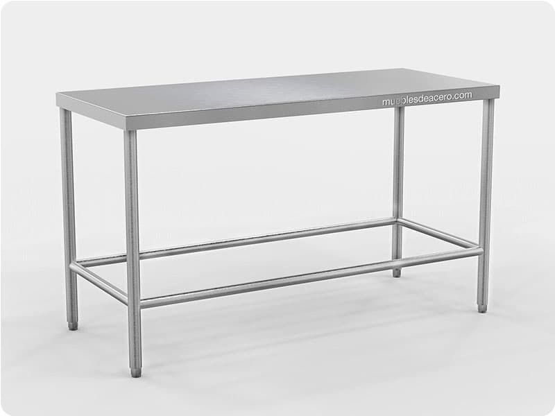 Mesa de acero tipo isla con marco inferior